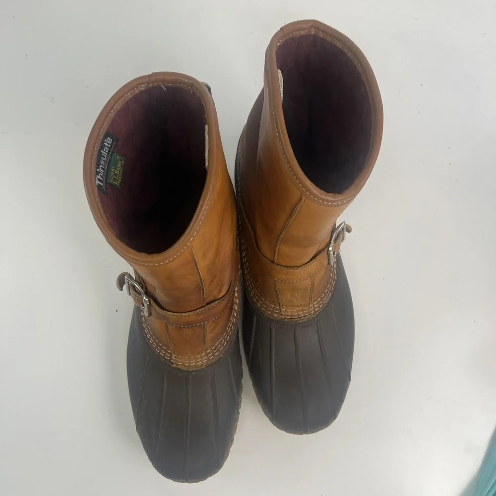 L.L. Bean Maine Hunting Shoe Snow Boots Buckle Mens 11 Brown Gore-Tex Insulated